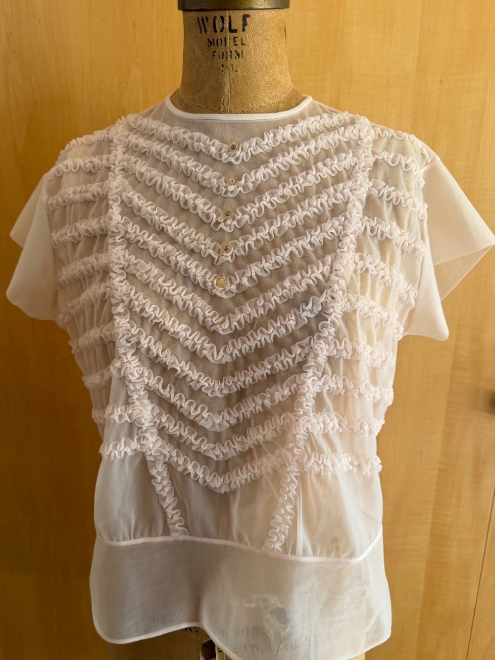 1950s Ruffled Nylon Blouse